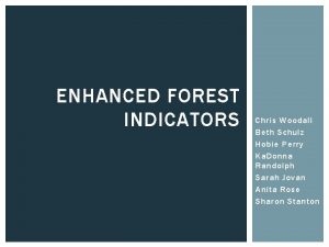 ENHANCED FOREST INDICATORS Chris Woodall Beth Schulz Hobie