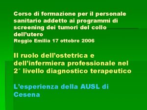 Corso di formazione per il personale sanitario addetto