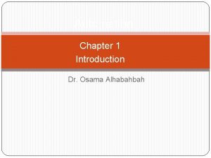 Automation Chapter 1 Introduction Dr Osama Alhabahbah The