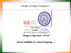 Modes of Heat Transfer1 P M V Subbarao