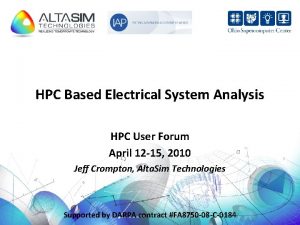 HPC Based Electrical System Analysis HPC User Forum