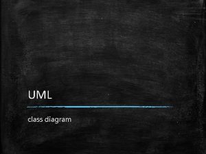 UML class diagram UML Unified Modeling Language The