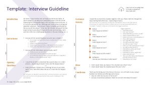 Template Interview Guideline 5 MIN Introduction Get to