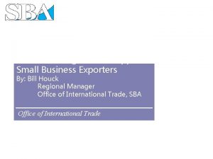 Federal State Trade Development International Trade Finance Thursday