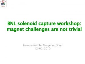 BNL solenoid capture workshop magnet challenges are not