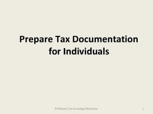 Prepare Tax Documentation for Individuals National Core Accounting
