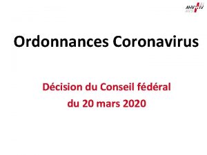 Ordonnances Coronavirus Dcision du Conseil fdral du 20