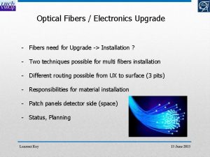 Optical Fibers Electronics Upgrade Fibers need for Upgrade