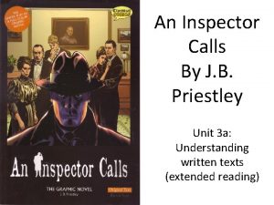 An Inspector Calls By J B Priestley Unit