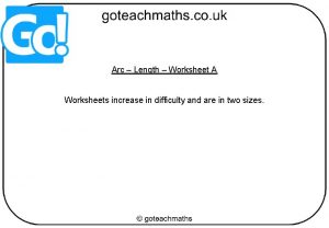 Arc length worksheet