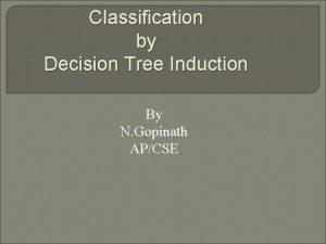Classification by Decision Tree Induction By N Gopinath