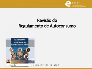 Reviso do Regulamento de Autoconsumo 23 de novembro