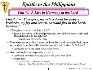 Epistle to the Philippians Phil 4 1 3