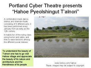 Portland Cyber Theatre presents Hahoe Pyeolshingut Talnori A