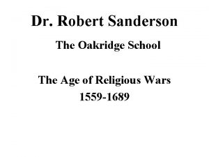 Dr Robert Sanderson The Oakridge School The Age