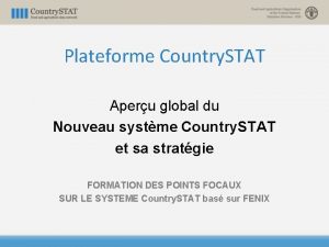 Plateforme Country STAT Aperu global du Nouveau systme