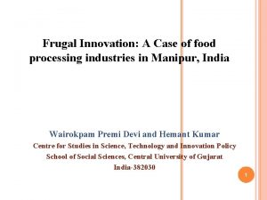 Frugal Innovation A Case of food processing industries