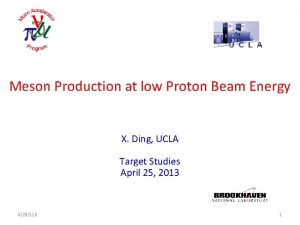 Meson Production at low Proton Beam Energy X