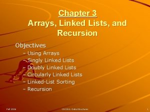 Chapter 3 Arrays Linked Lists and Recursion Objectives