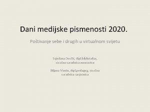 Dani medijske pismenosti 2020 Potivanje sebe i drugih