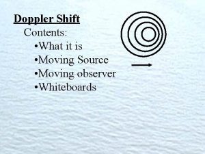 Doppler Shift Contents What it is Moving Source