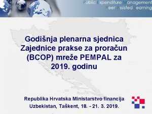 Godinja plenarna sjednica Zajednice prakse za proraun BCOP