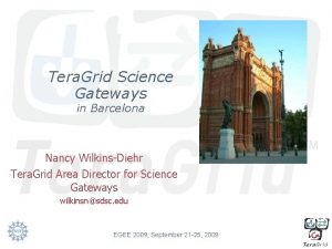 Tera Grid Science Gateways in Barcelona Nancy WilkinsDiehr