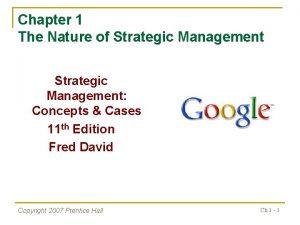 Chapter 1 The Nature of Strategic Management Concepts