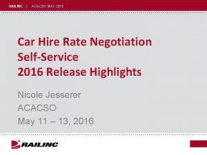 RAILINC I ACACSO MAY 2016 Car Hire Rate