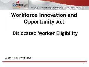 Workforce Innovation and Opportunity Act Dislocated Worker Eligibility