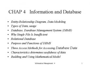 CHAP 4 Information and Database EntityRelationship Diagram Data