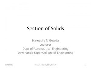 Section of Solids Hareesha N Gowda Lecturer Dept