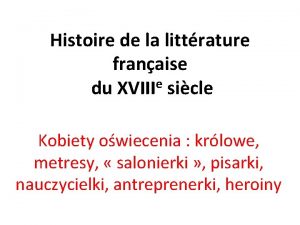 Histoire de la littrature franaise e du XVIII