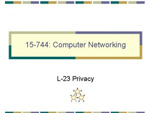 15 744 Computer Networking L23 Privacy Overview Routing