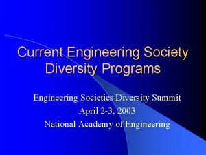 Current Engineering Society Diversity Programs Engineering Societies Diversity