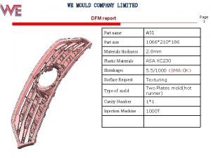 WE MOULD COMPANY LIMITED Page 1 DFM report