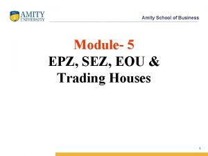 Amity School of Business Module 5 EPZ SEZ