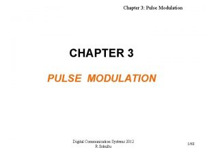 Chapter 3 Pulse Modulation CHAPTER 3 PULSE MODULATION