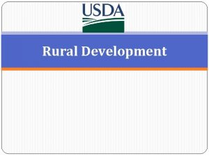 Rural Development United States Department of Agriculture Rural