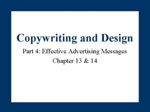 Copywriting and Design Part 4 Effective Advertising Messages