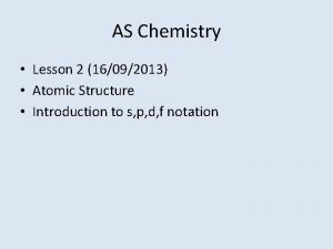 AS Chemistry Lesson 2 16092013 Atomic Structure Introduction