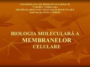 UNIVERSITATEA DE MEDICIN I FARMACIE V BABE TIMIOARA