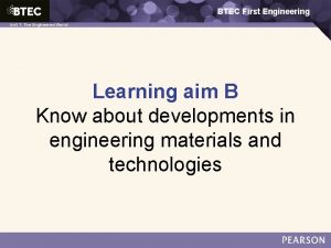 BTEC First Engineering 1 The Engineered World Unit