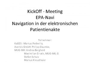 Kick Off Meeting EPANavigation in der elektronischen Patienakte