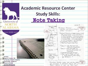 Academic Resource Center Study Skills Note Taking Contact