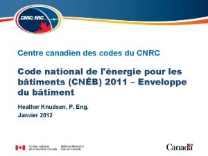 Centre canadien des codes du CNRC Code national