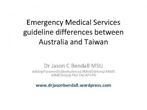 Emergency Medical Services guideline differences between Australia and