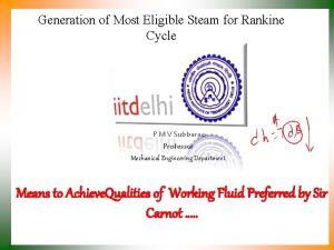 Generation of Most Eligible Steam for Rankine Cycle