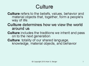 Culture refers to the beliefs values behavior and