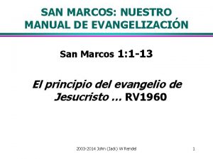 SAN MARCOS NUESTRO MANUAL DE EVANGELIZACIN San Marcos